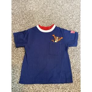 VINTAGE Pooh 100 Acres Coll T Shirt Boys Small Navy Tigger Pocket T Shirt Pooh